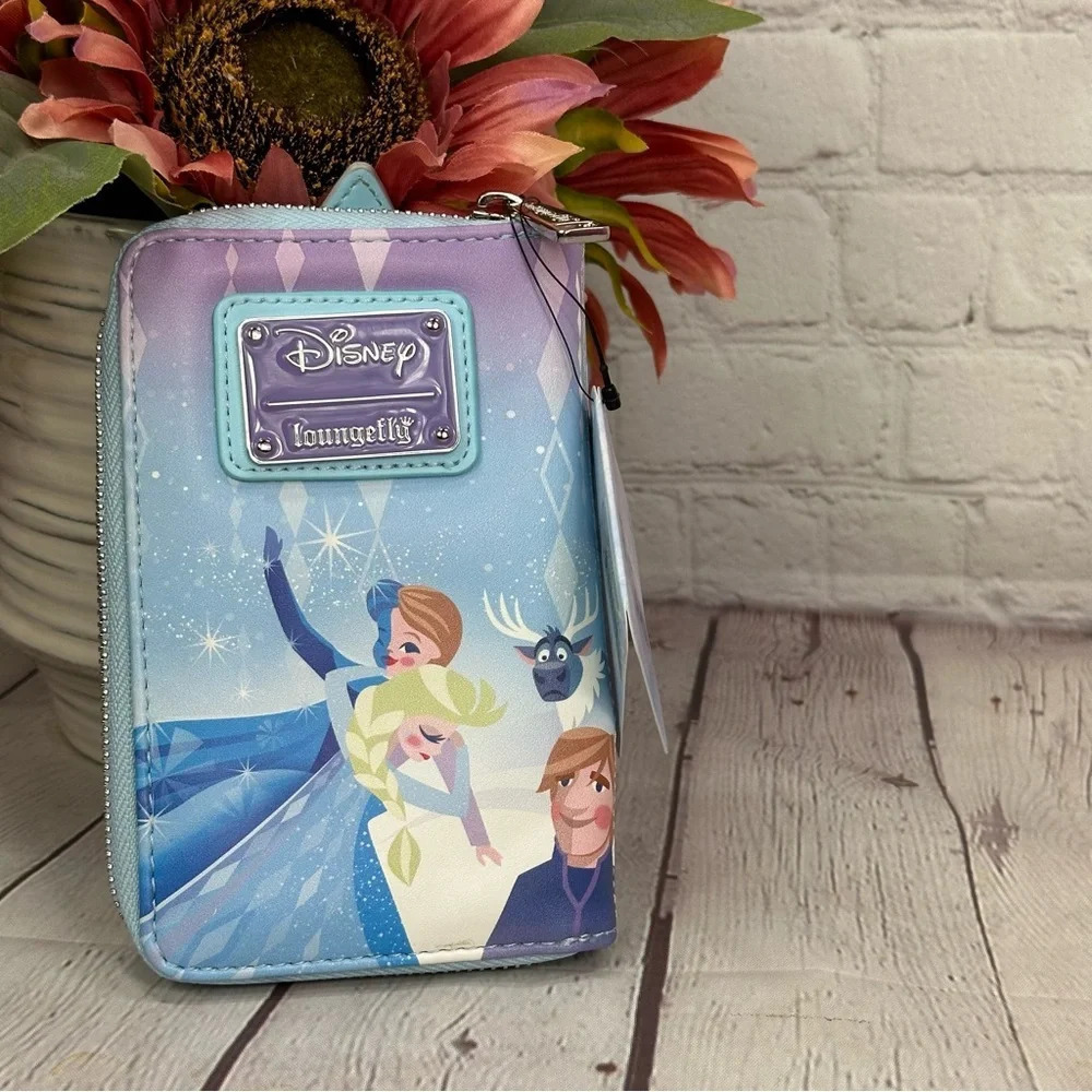 disney loungefly frozen princess castle zip around wallet NWT Anna elsa Olaf